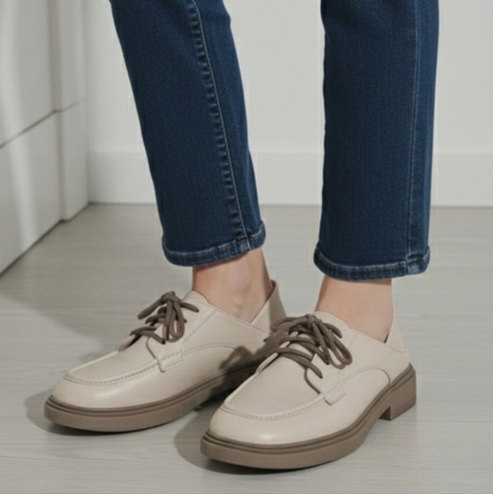 women's/Lace-up loafers/ British style/round toe/ size 7.5
